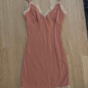 Privacy Please Coral Lace Slip Dress
